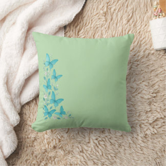 Blue Butterfly Dreams – Cute Nature & Freedom Desi Throw Pillow