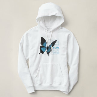 Blue Butterfly Elegance: Hoodie for Ladies & Girls