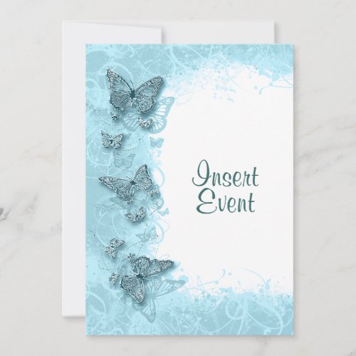 Blue butterfly elegant birthday wedding personalized announcement