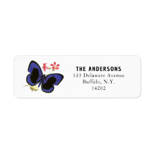 Blue Butterfly Elegant Insect Art Return Address Label