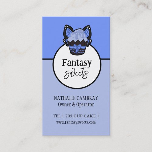 Blue Butterfly Fantasy Cupcake Business Card