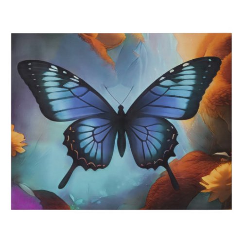 Blue butterfly  faux canvas print