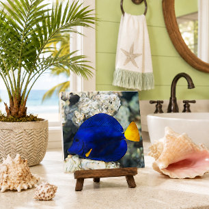 Blue Butterfly Fish Coral Reef Ocean Fish Ceramic Tile