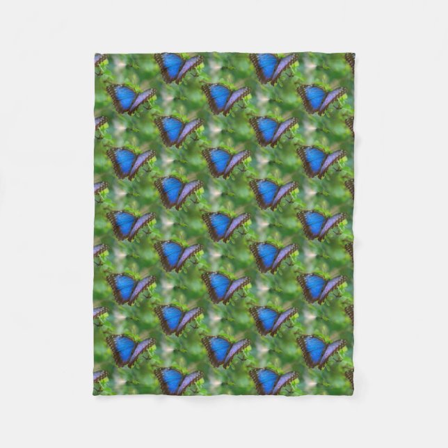 Blue Butterfly Fleece Blanket (Front)