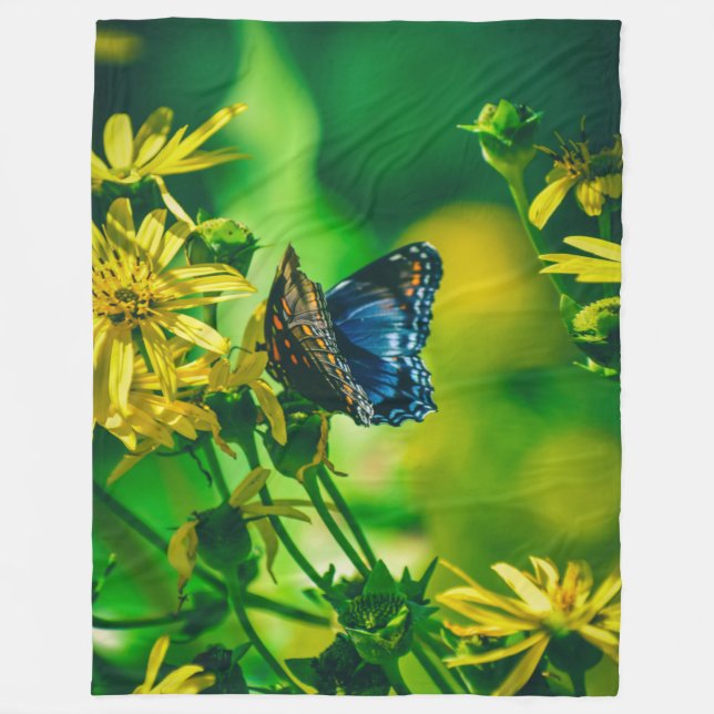 BLUE BUTTERFLY FLEECE BLANKET (Front)