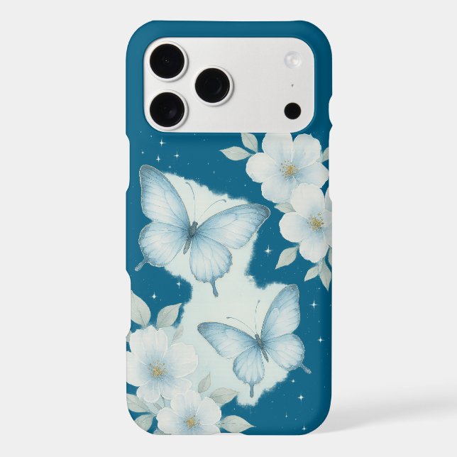 Blue Butterfly Floral Aesthetic Pattern Case-Mate iPhone Case (Back)