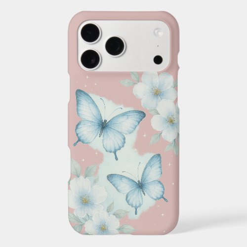 Blue Butterfly Floral Aesthetic Pattern iPhone 17 Pro Max Case