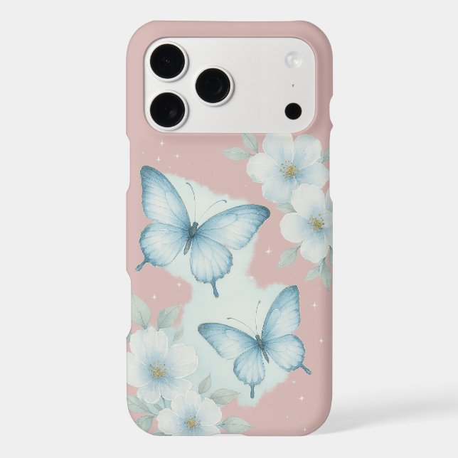 Blue Butterfly Floral Aesthetic Pattern Case-Mate iPhone Case (Back)