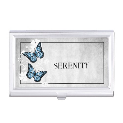 Blue Butterfly Floral Business Card Case