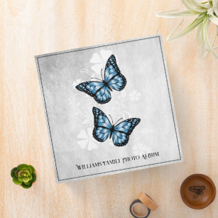 Blue Butterfly Floral Family Photo Album 3 Ring Binder