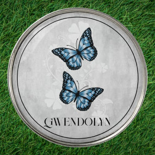 Blue Butterfly Floral Golf Ball Marker