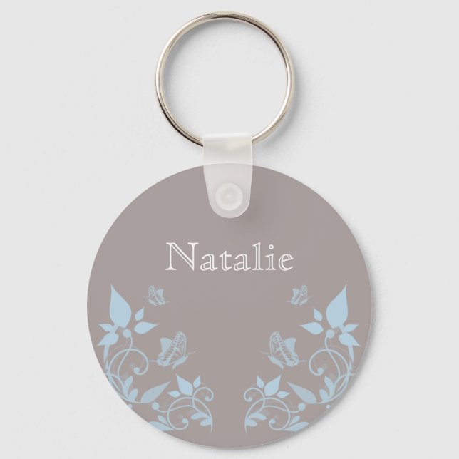 Blue Butterfly Floral Keychain (Front)