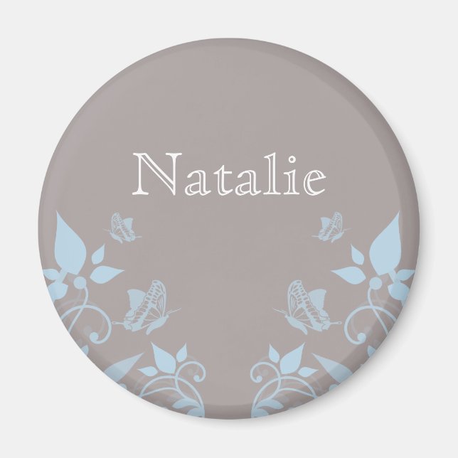 Blue Butterfly Floral Magnet (Front)
