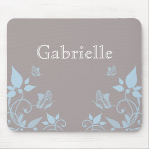 Blue Butterfly Floral Mousepad