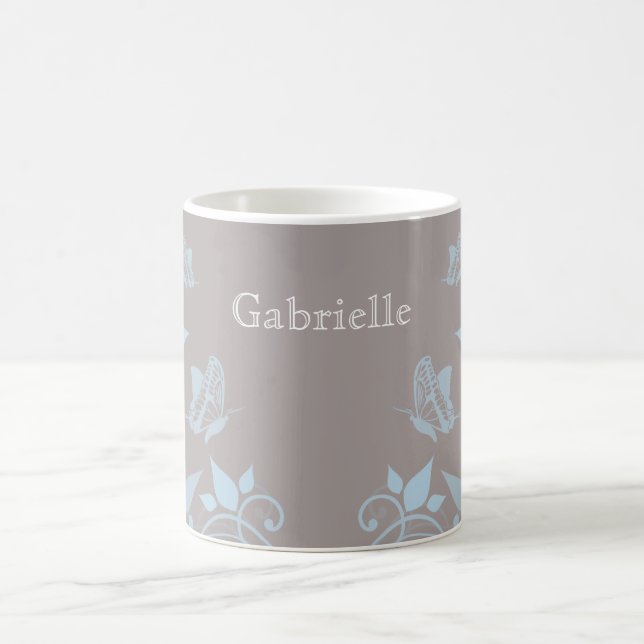 Blue Butterfly Floral Mug (Center)