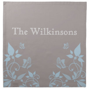 Blue Butterfly Floral Napkins
