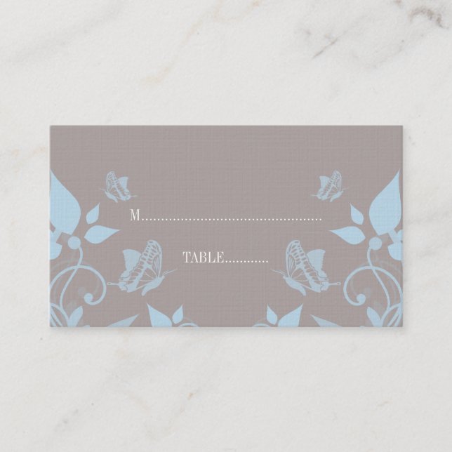 Blue Butterfly Floral Place Card (Front)