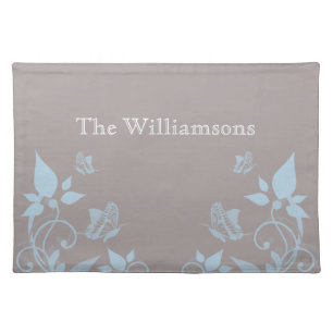 Blue Butterfly Floral Placemat