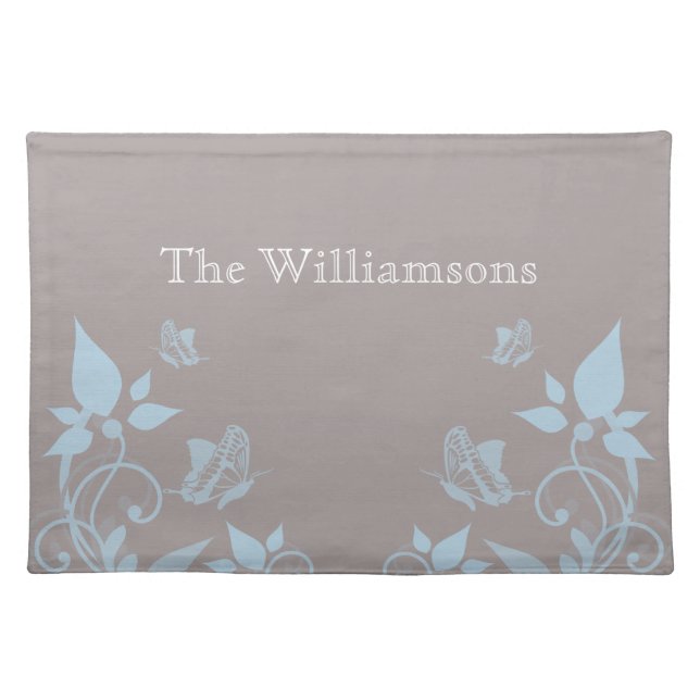 Blue Butterfly Floral Placemat (Front)