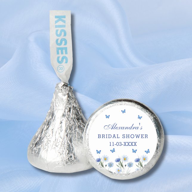 Blue Butterfly Floral Wildflower Bridal Shower Hershey®'s Kisses® (Creator Uploaded)