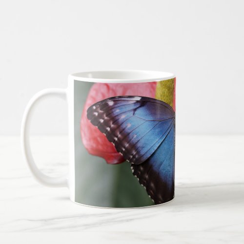 blue butterfly fluttered coffee mug