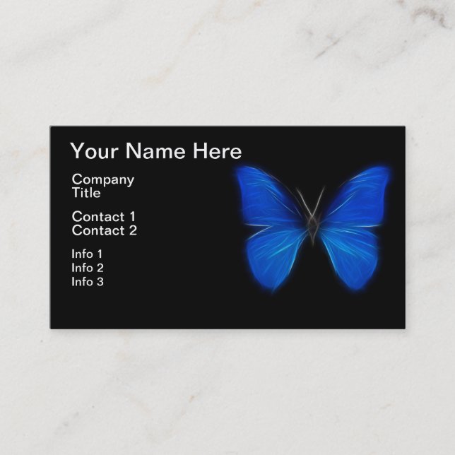 Blue Butterfly Flying Insect Business Card (Front)