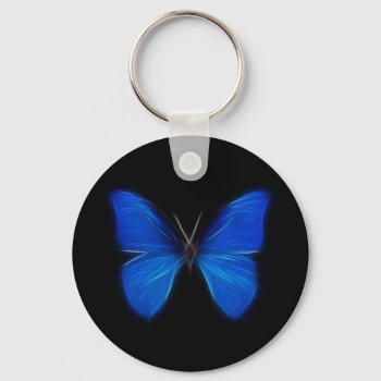Blue Butterfly Flying Insect Keychain by Aurora_Lux_Designs at Zazzle