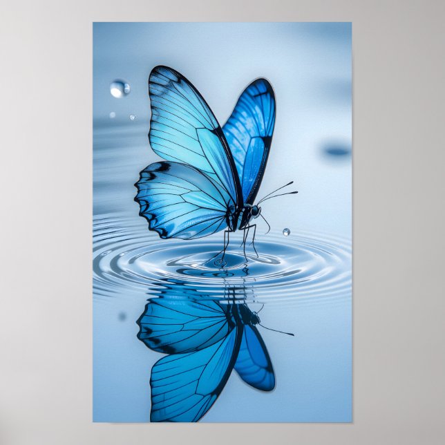 Blue Butterfly Framed Art Poster (Front)