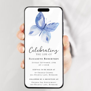 Blue Butterfly Funeral Digital Evite Invitation
