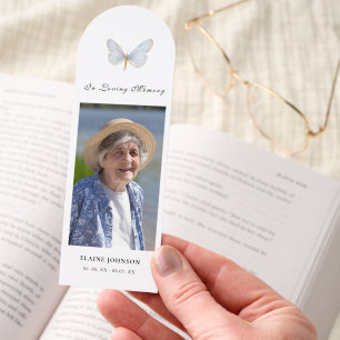 Blue Butterfly Funeral Memorial Photo keepsake Bookmarks