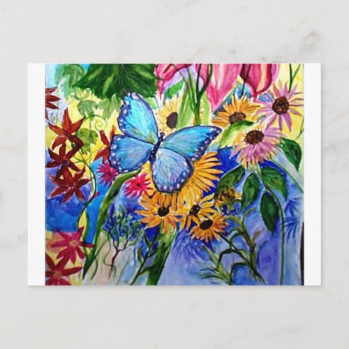 Blue Butterfly Garden Postcard