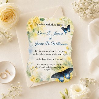 Blue Butterfly Garden Watercolor Wedding