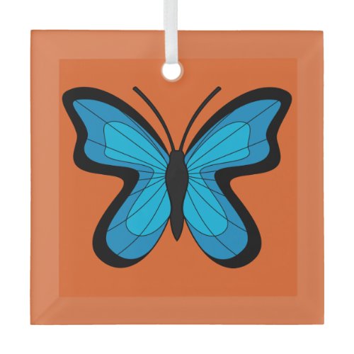 Blue Butterfly Glass Ornament