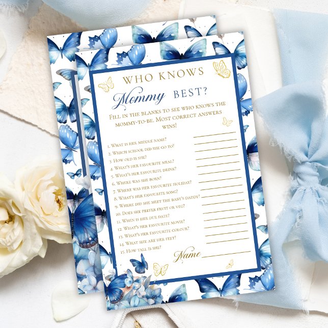 Blue Butterfly Gold Accent Who Knows Mommy Best  (Creator Uploaded)