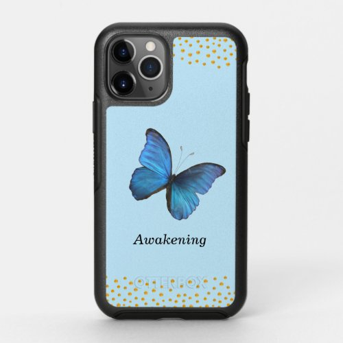 Blue Butterfly  Gold Confetti OtterBox Symmetry iPhone 11 Pro Case