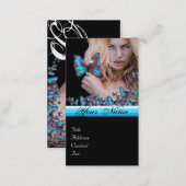 BLUE BUTTERFLY HAIR BEAUTY MAKEUP ARTIST monogram Business Card (Front/Back)