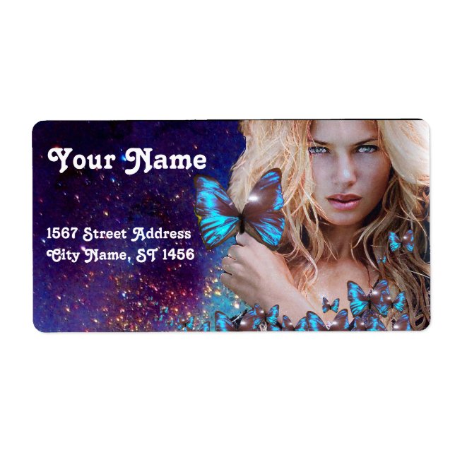 BLUE BUTTERFLY HAIR, BEAUTY SALON , MAKEUP ARTIST LABEL (Front)
