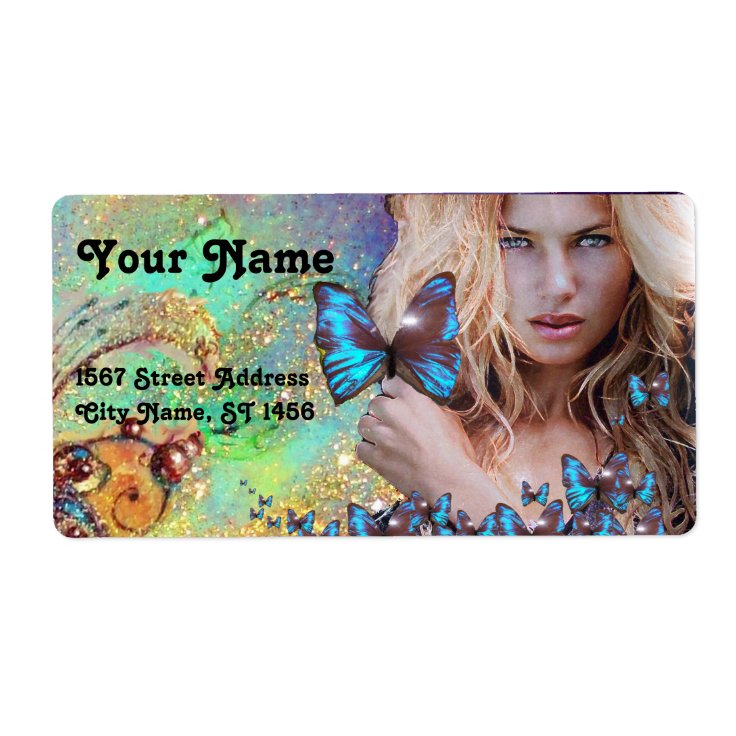 BLUE BUTTERFLY HAIR, BEAUTY SALON , MAKEUP ARTIST LABEL Zazzle
