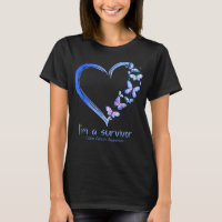 Blue Butterfly Heart I'm A Survivor Colon Cancer A