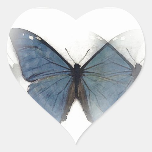 Blue Butterfly Heart Sticker