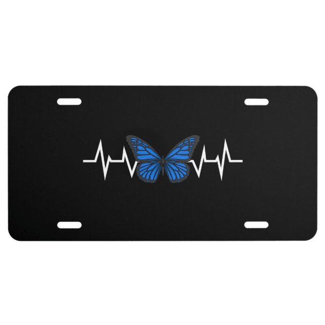 Blue Butterfly Heartbeat License Plate (Front)