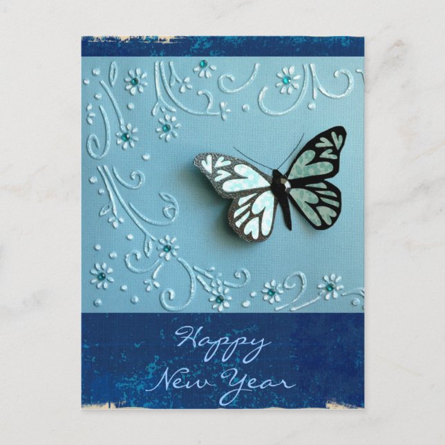 Blue Butterfly Holiday Postcard (Front)