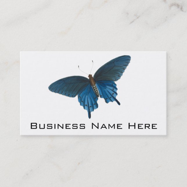 Blue Butterfly Illustration Business Card (Front)