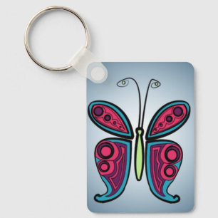 Blue butterfly illustration keychain