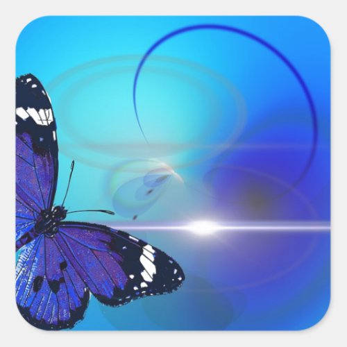 Blue Butterfly Image Square Sticker