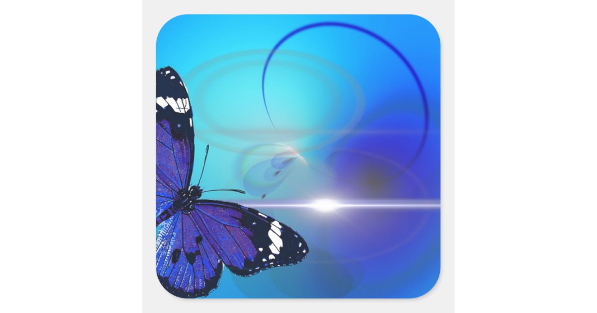 Blue Butterfly Image Square Sticker | Zazzle