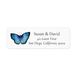 Blue Butterfly Insect Address Label