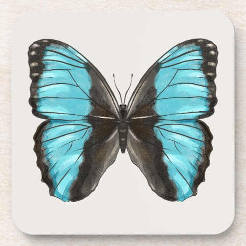 Blue Butterfly Insect Art Nature Lover Beverage Coaster