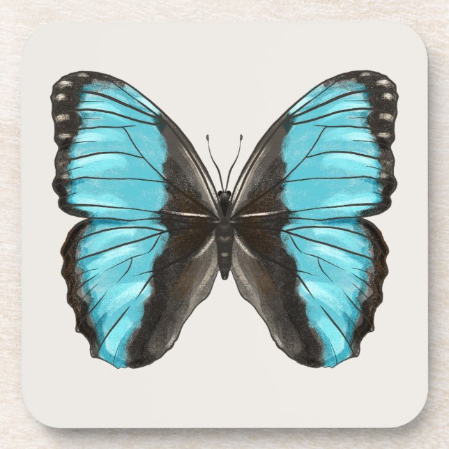 Blue Butterfly Insect Art Nature Lover Beverage Coaster (Front)