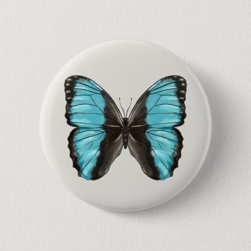 Blue Butterfly Insect Art Nature Lover Button